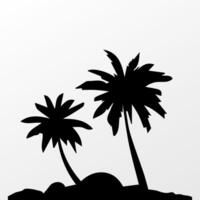 Black palm tree isolated on white background. Palm silhouette vector