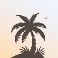 Black palm tree isolated on white background. Palm silhouette vector