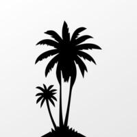 Black palm tree isolated on white background. Palm silhouette vector