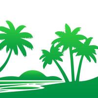 Green palm tree isolated on white background. Palm silhouette vector