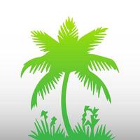 Green palm tree isolated on white background. Palm silhouette vector