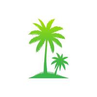 Green palm tree isolated on white background. Palm silhouette vector