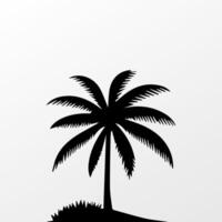 Black palm tree isolated on white background. Palm silhouette vector