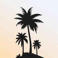 Black palm tree isolated on white background. Palm silhouette vector