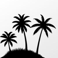 Black palm tree isolated on white background. Palm silhouette vector