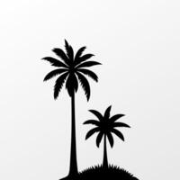 Black palm tree isolated on white background. Palm silhouette vector