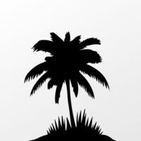 Black palm tree isolated on white background. Palm silhouette vector
