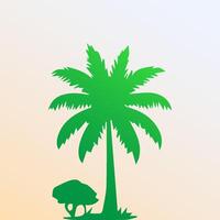 Green palm tree isolated on white background. Palm silhouette vector