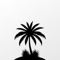 Black palm tree isolated on white background. Palm silhouette vector