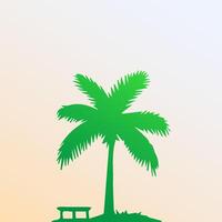 Green palm tree isolated on white background. Palm silhouette vector