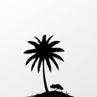 Black palm tree isolated on white background. Palm silhouette vector