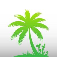 Green palm tree isolated on white background. Palm silhouette vector