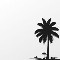Black palm tree isolated on white background. Palm silhouette vector