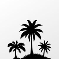 Black palm tree isolated on white background. Palm silhouette vector