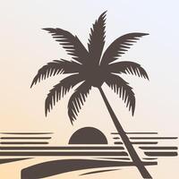 Black palm tree isolated on white background. Palm silhouette vector
