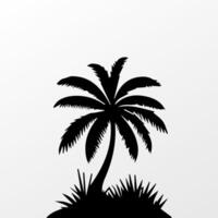 Black palm tree isolated on white background. Palm silhouette vector