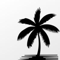 Black palm tree isolated on white background. Palm silhouette vector