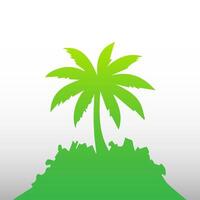Green palm tree isolated on white background. Palm silhouette vector