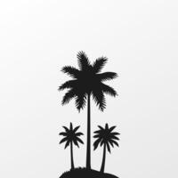 Black palm tree isolated on white background. Palm silhouette vector