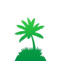 Green palm tree isolated on white background. Palm silhouette vector
