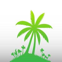 Green palm tree isolated on white background. Palm silhouette vector