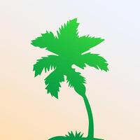 Green palm tree isolated on white background. Palm silhouette vector