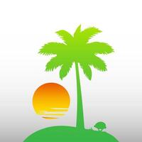 Green palm tree isolated on white background. Palm silhouette vector