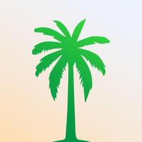 Green palm tree isolated on white background. Palm silhouette vector