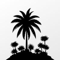 Black palm tree isolated on white background. Palm silhouette vector