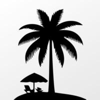 Black palm tree isolated on white background. Palm silhouette vector