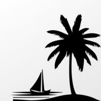 Black palm tree isolated on white background. Palm silhouette vector