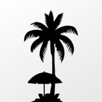 Black palm tree isolated on white background. Palm silhouette vector