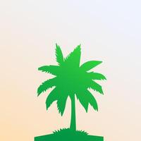 Green palm tree isolated on white background. Palm silhouette vector