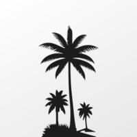 Black palm tree isolated on white background. Palm silhouette vector