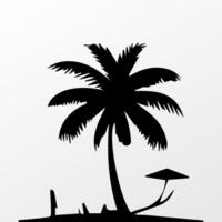Black palm tree isolated on white background. Palm silhouette vector