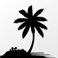 Black palm tree isolated on white background. Palm silhouette vector