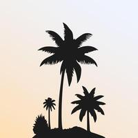 Black palm tree isolated on white background. Palm silhouette vector