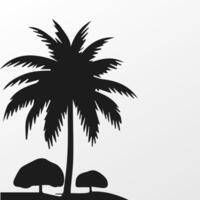 Black palm tree isolated on white background. Palm silhouette vector