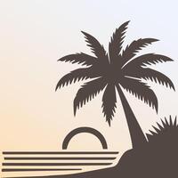 Black palm tree isolated on white background. Palm silhouette vector