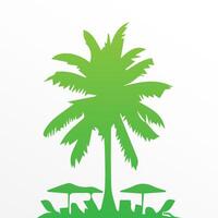 Green palm tree isolated on white background. Palm silhouette vector