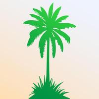 Green palm tree isolated on white background. Palm silhouette vector