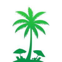 Green palm tree isolated on white background. Palm silhouette vector