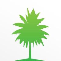 Green palm tree isolated on white background. Palm silhouette vector
