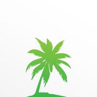 Green palm tree isolated on white background. Palm silhouette vector