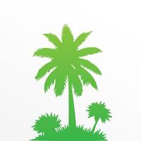 Green palm tree isolated on white background. Palm silhouette vector