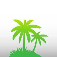 Green palm tree isolated on white background. Palm silhouette vector
