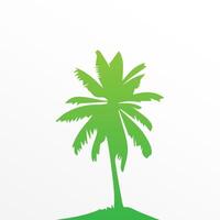 Green palm tree isolated on white background. Palm silhouette vector