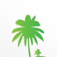 Green palm tree isolated on white background. Palm silhouette vector