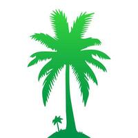 Green palm tree isolated on white background. Palm silhouette vector