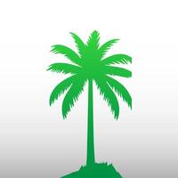 Green palm tree isolated on white background. Palm silhouette vector